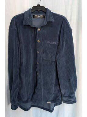 Valabasas mens corduroy long sleeve button up navy blue size M